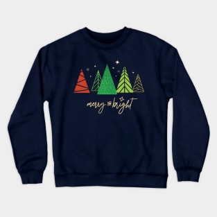 Merry and bright Christmas tree collection, illustrated Crewneck Sweatshirt